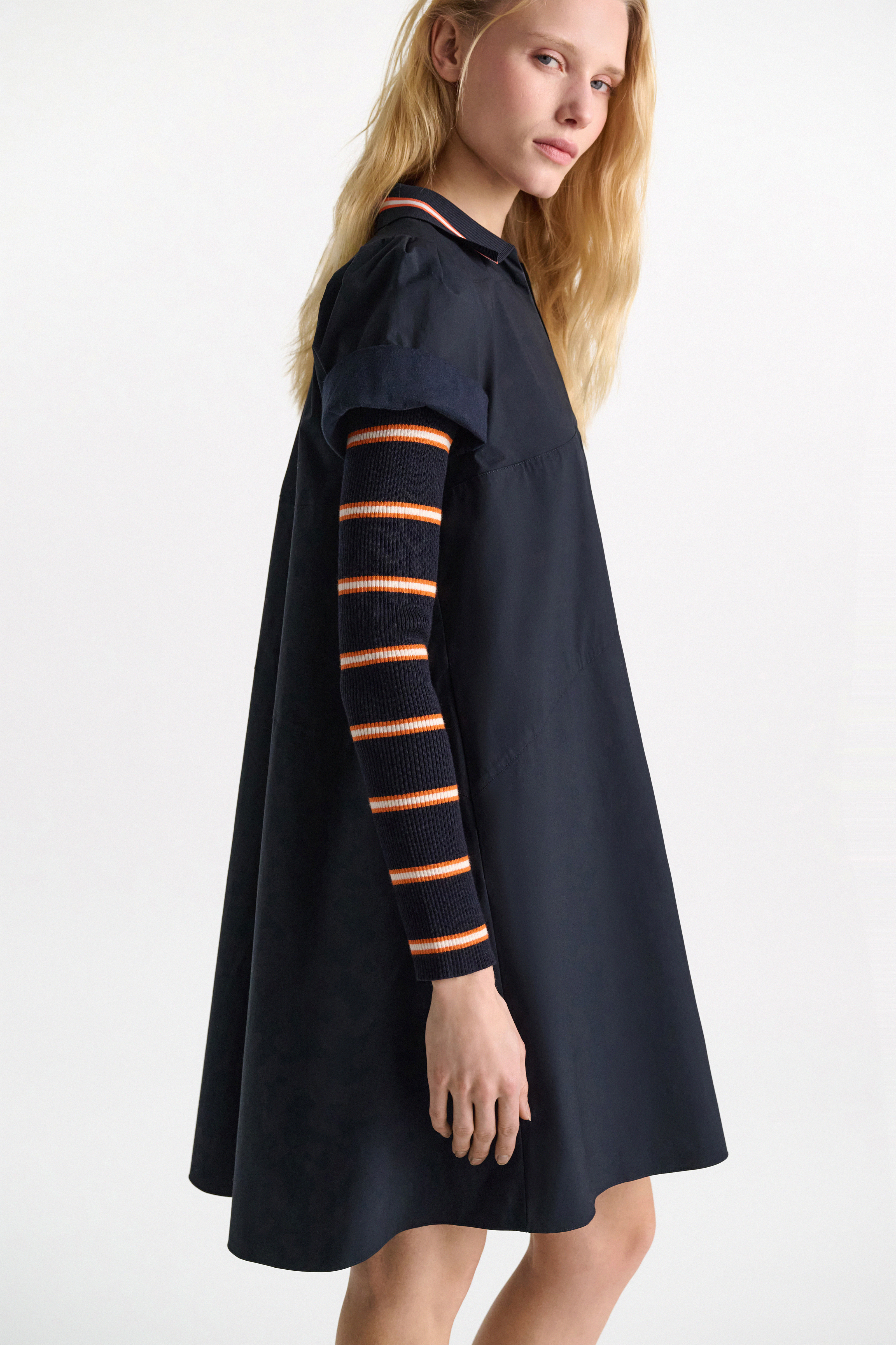 Dorothee Schumacher Polo mini-dress in cotton poplin dark navy